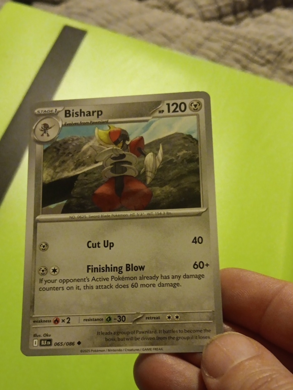 Pokemon Bisharp Trading Card - Gray and Red